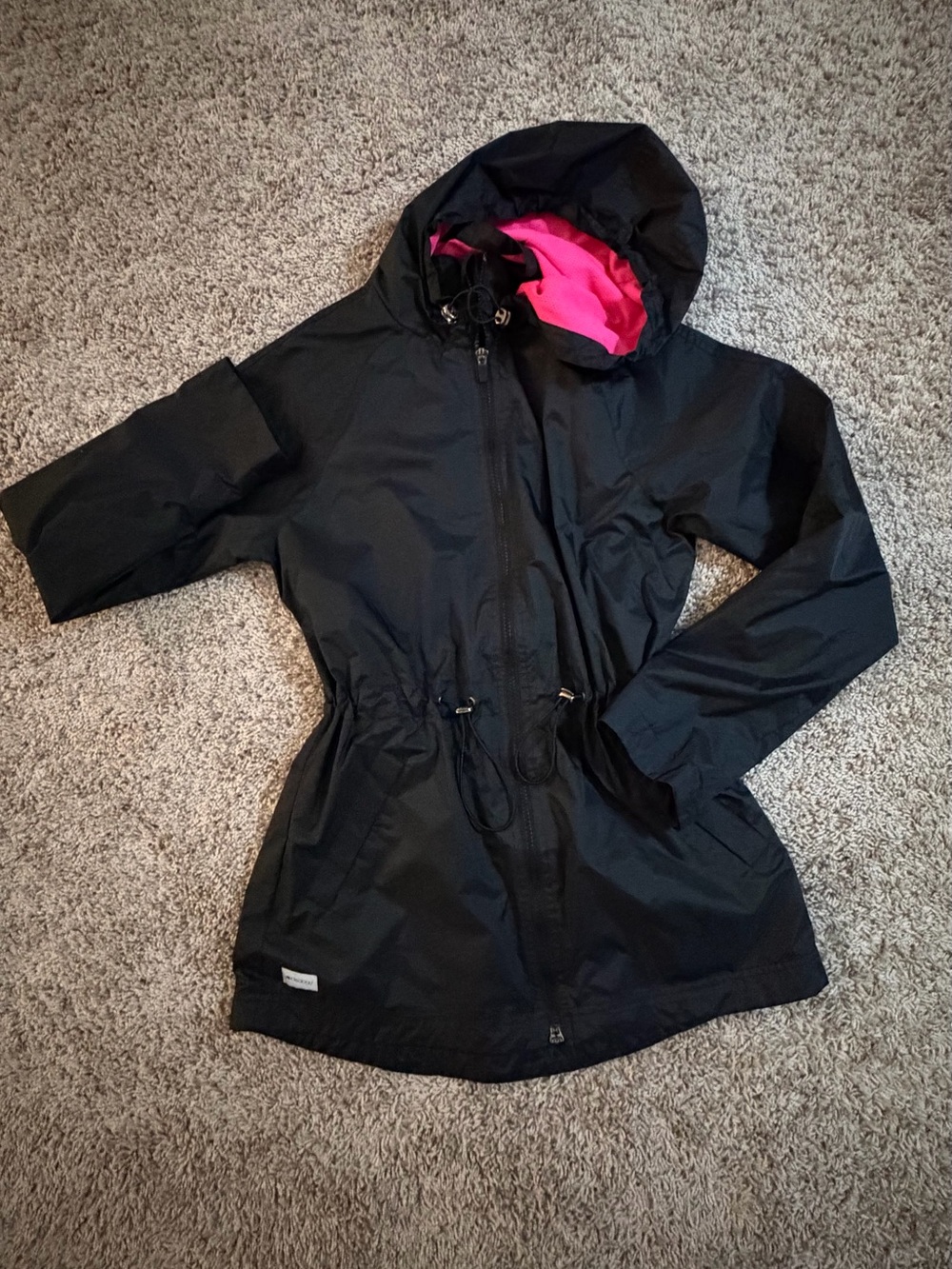 Ideology Black Trench Coat with Pink Hood Lining